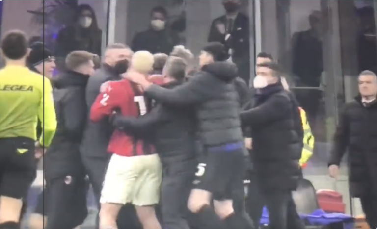 Pamje të shpifura: Lautaro Martinez pështynë Theo Hernandezin në derbin e Milanos