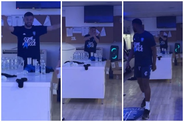 Siguruan mbijetesën në Serie A, lojtarët e Empolit festojnë me këngë shqip