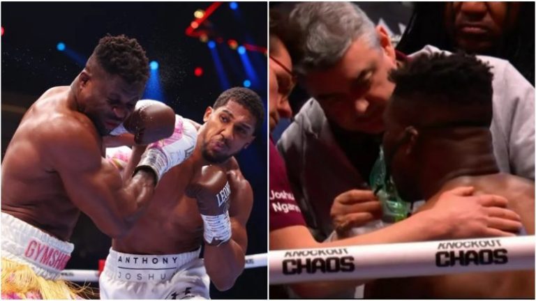 Goditjet brutale të Anthony Joshuas që e rrëzuan Francis Ngannoun dhe e bën të kishte nevojë për oksigjen pas meçit