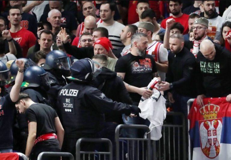 Euroligë, policia gjermane heq flamujt serb me hartën e Kosovës