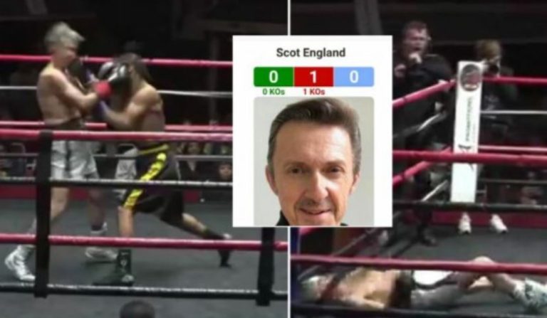 Boksieri 58-vjeçar që debutoi ndaj 23-vjeçarit solli një moment të pazakontë 